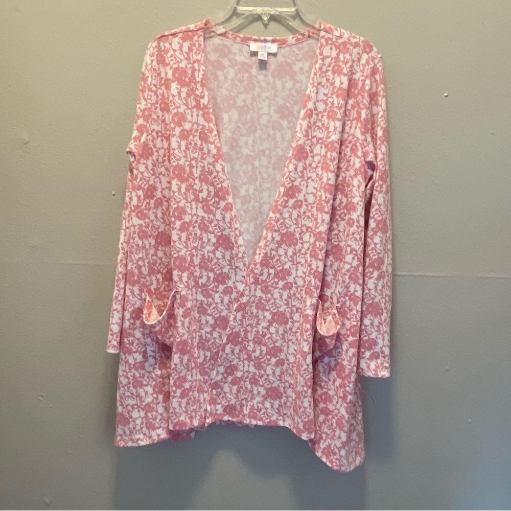 LuLaRoe cardigan. Pink and white